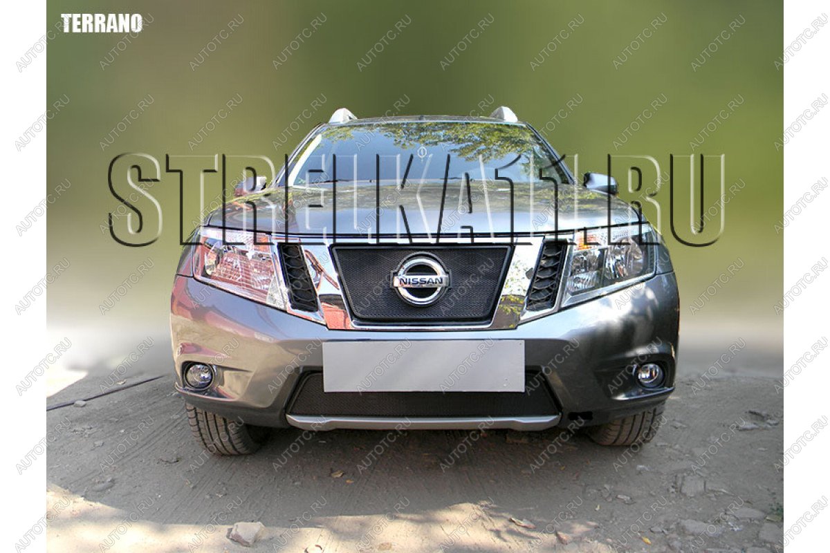 2 999 р. Защита радиатора (низ) Стрелка11 Стандарт Nissan Terrano D10 дорестайлинг (2013-2016) (черная)  с доставкой в г. Кемерово