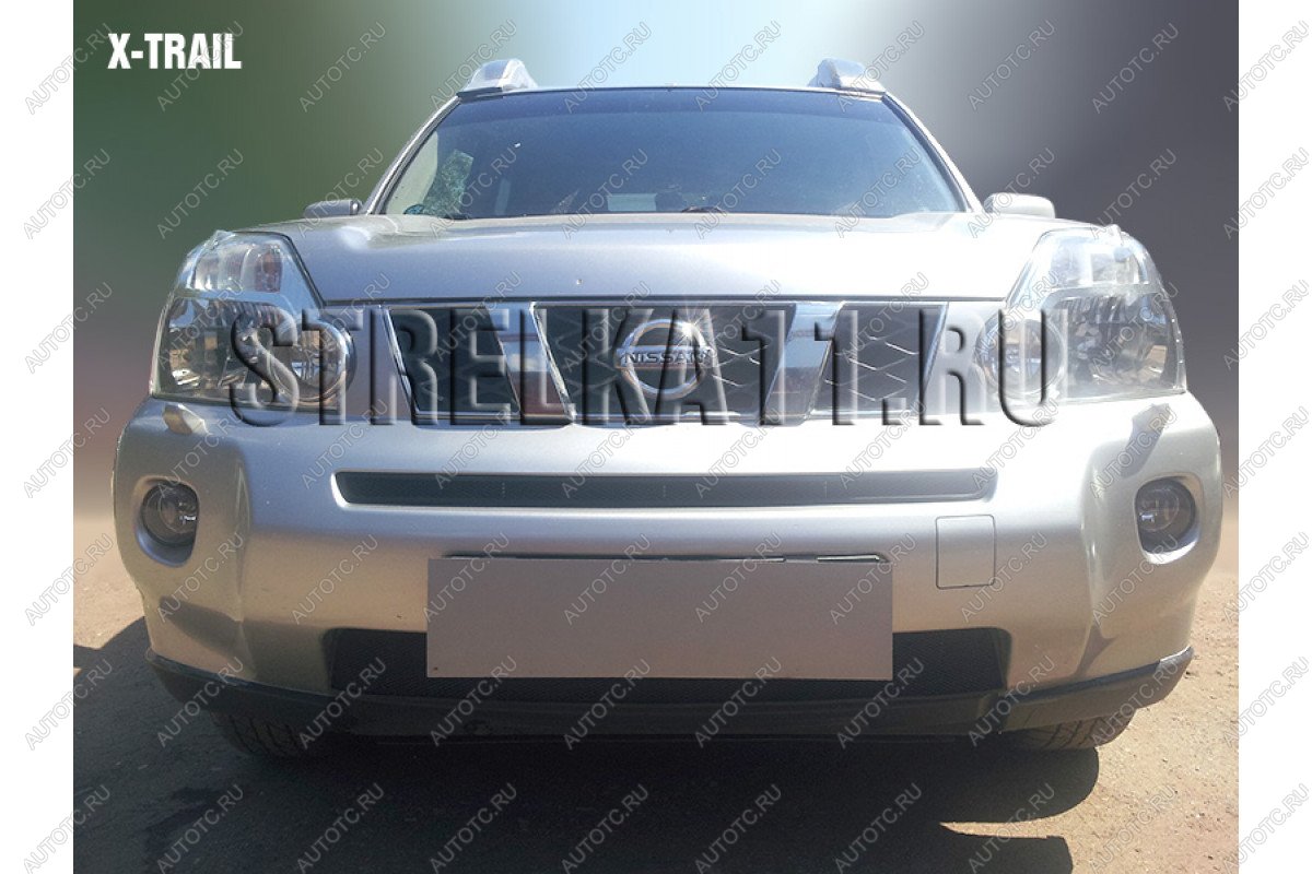 2 999 р. Защита радиатора (низ) Стрелка11 Стандарт Nissan X-trail 2 T31 дорестайлинг (2007-2011) (черная)  с доставкой в г. Кемерово