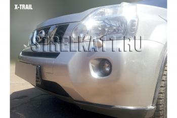 2 999 р. Защита радиатора (низ) Стрелка11 Стандарт Nissan X-trail 2 T31 дорестайлинг (2007-2011) (черная)  с доставкой в г. Кемерово. Увеличить фотографию 2
