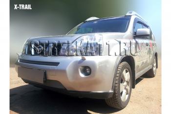 3 409 р. Защита радиатора (середина) Стрелка11 Стандарт  Nissan X-trail  2 T31 (2007-2011) дорестайлинг (хром)  с доставкой в г. Кемерово. Увеличить фотографию 2