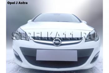 2 899 р. Защита радиатора Стрелка11 Стандарт Opel Astra J хэтчбек 5 дв.  рестайлинг (2012-2017) (черная)  с доставкой в г. Кемерово. Увеличить фотографию 2
