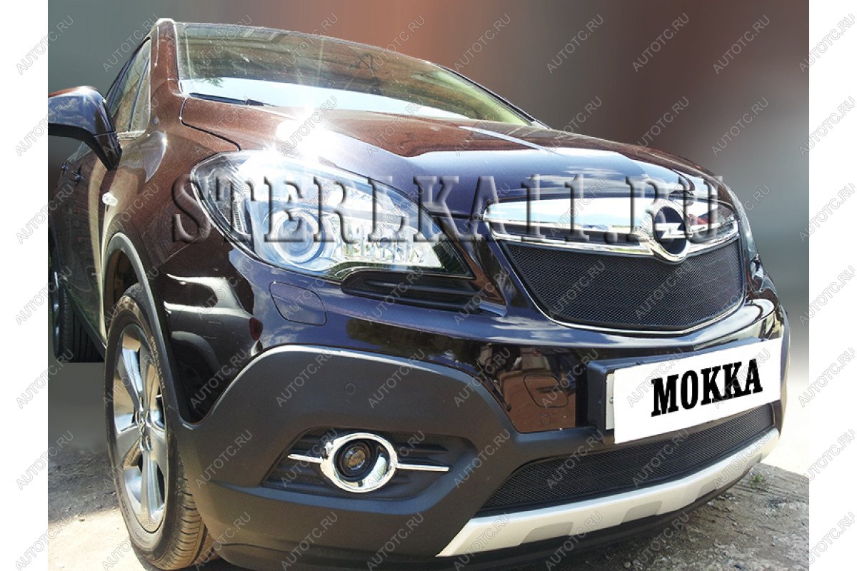 3 169 р. Защита радиатора (верх) Стрелка11 Стандарт Opel Mokka  дорестайлинг (2012-2016) (черная)  с доставкой в г. Кемерово