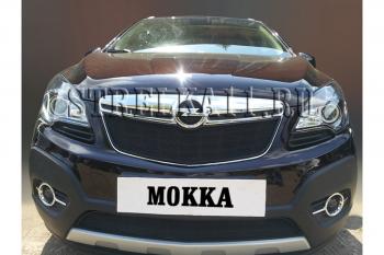 3 169 р. Защита радиатора (верх) Стрелка11 Стандарт Opel Mokka  дорестайлинг (2012-2016) (черная)  с доставкой в г. Кемерово. Увеличить фотографию 2