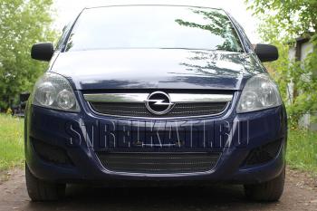 2 799 р. Защита радиатора (верх) Стрелка11 Стандарт Opel Zafira В рестайлинг (2007-2015) (черная)  с доставкой в г. Кемерово. Увеличить фотографию 2
