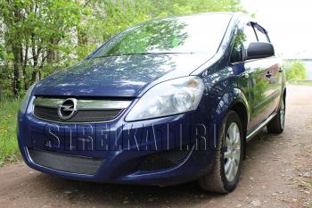 2 799 р. Защита радиатора (верх) Стрелка11 Стандарт Opel Zafira В рестайлинг (2007-2015) (черная)  с доставкой в г. Кемерово. Увеличить фотографию 3