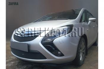 3 169 р. Защита радиатора (низ) Стрелка11 Стандарт Opel Zafira С дорестайлинг (2011-2016) (черная)  с доставкой в г. Кемерово. Увеличить фотографию 2