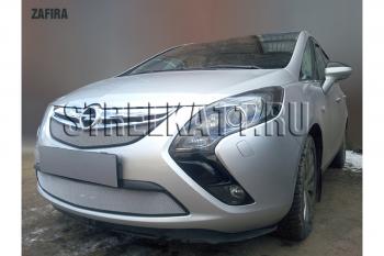 3 299 р. Защита радиатора (низ) Стрелка11 Стандарт Opel Zafira С дорестайлинг (2011-2016) (хром)  с доставкой в г. Кемерово. Увеличить фотографию 2