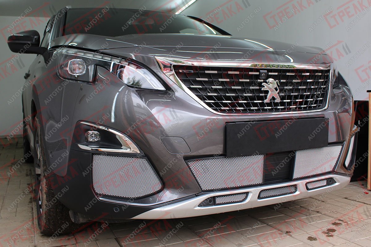 4 029 р. Защита радиатора (боковые) Стрелка11 Стандарт  Peugeot 3008  2 C1A,C2A (2016-2020) доресайлинг (хром)  с доставкой в г. Кемерово