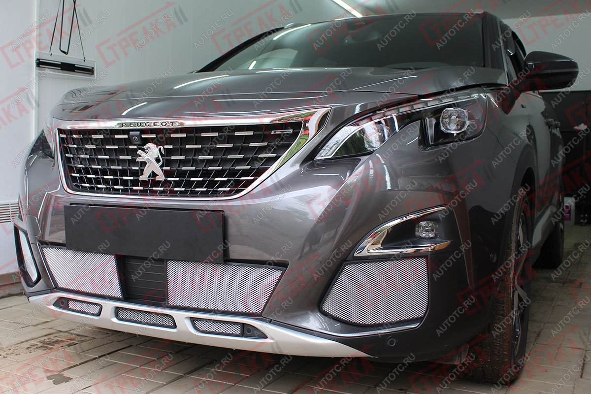 6 599 р. Защита радиатора (низ, середина 5 частей) Стрелка11 Стандарт  Peugeot 3008  2 C1A,C2A (2016-2020) доресайлинг (хром)  с доставкой в г. Кемерово