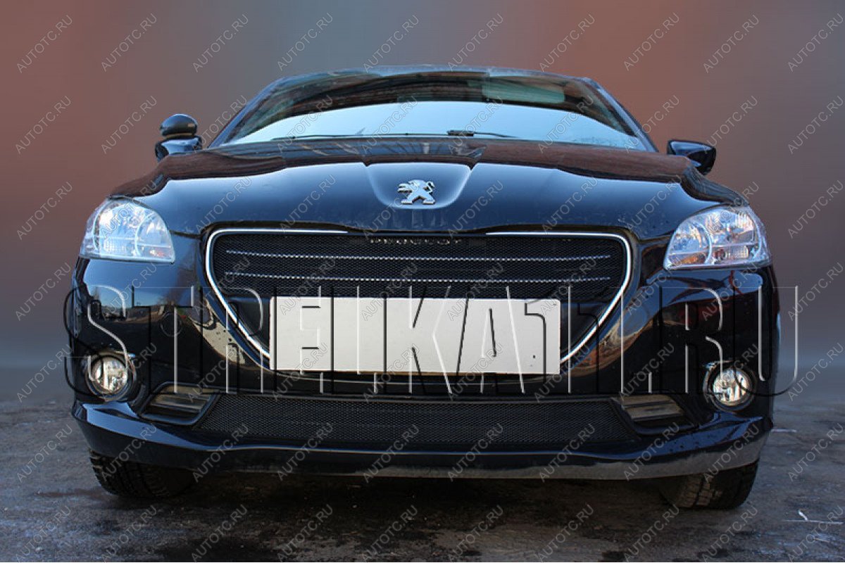 3 149 р. Защита радиатора (верх) Стрелка11 Стандарт Peugeot 301 (2012-2017) (черная)  с доставкой в г. Кемерово