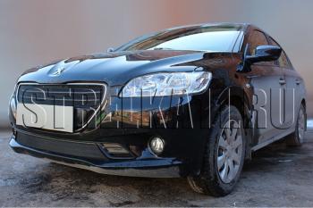 3 149 р. Защита радиатора (верх) Стрелка11 Стандарт Peugeot 301 (2012-2017) (черная)  с доставкой в г. Кемерово. Увеличить фотографию 2
