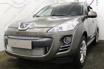 3 299 р. Защита радиатора (низ) Стрелка11 Стандарт  Peugeot 4007 (2007-2012) (хром)  с доставкой в г. Кемерово. Увеличить фотографию 2