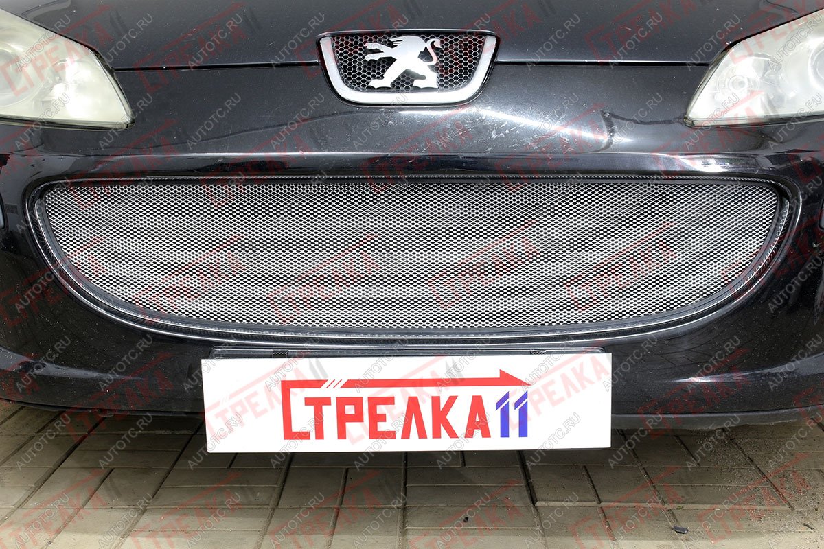 4 119 р. Защита радиатора (низ) Стрелка11 Стандарт  Peugeot 407 ( седан,  универсал) (2004-2011) (хром)  с доставкой в г. Кемерово