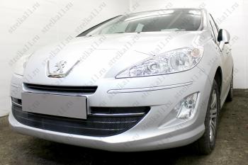 3 799 р. Защита радиатора (3 части) Стрелка11 Стандарт Peugeot 408  дорестайлинг (2010-2017) (черная)  с доставкой в г. Кемерово. Увеличить фотографию 2