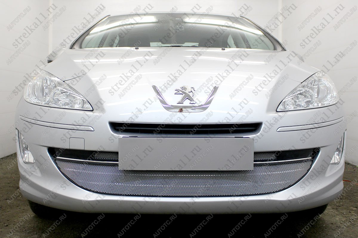 4 629 р. Защита радиатора (3 части) Стрелка11 Стандарт  Peugeot 408 (2010-2017)  дорестайлинг (хром)  с доставкой в г. Кемерово
