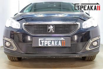 3 069 р. Защита радиатора (верх) Стрелка11 Стандарт Peugeot 408 рестайлинг (2015-2022) (черная)  с доставкой в г. Кемерово. Увеличить фотографию 2