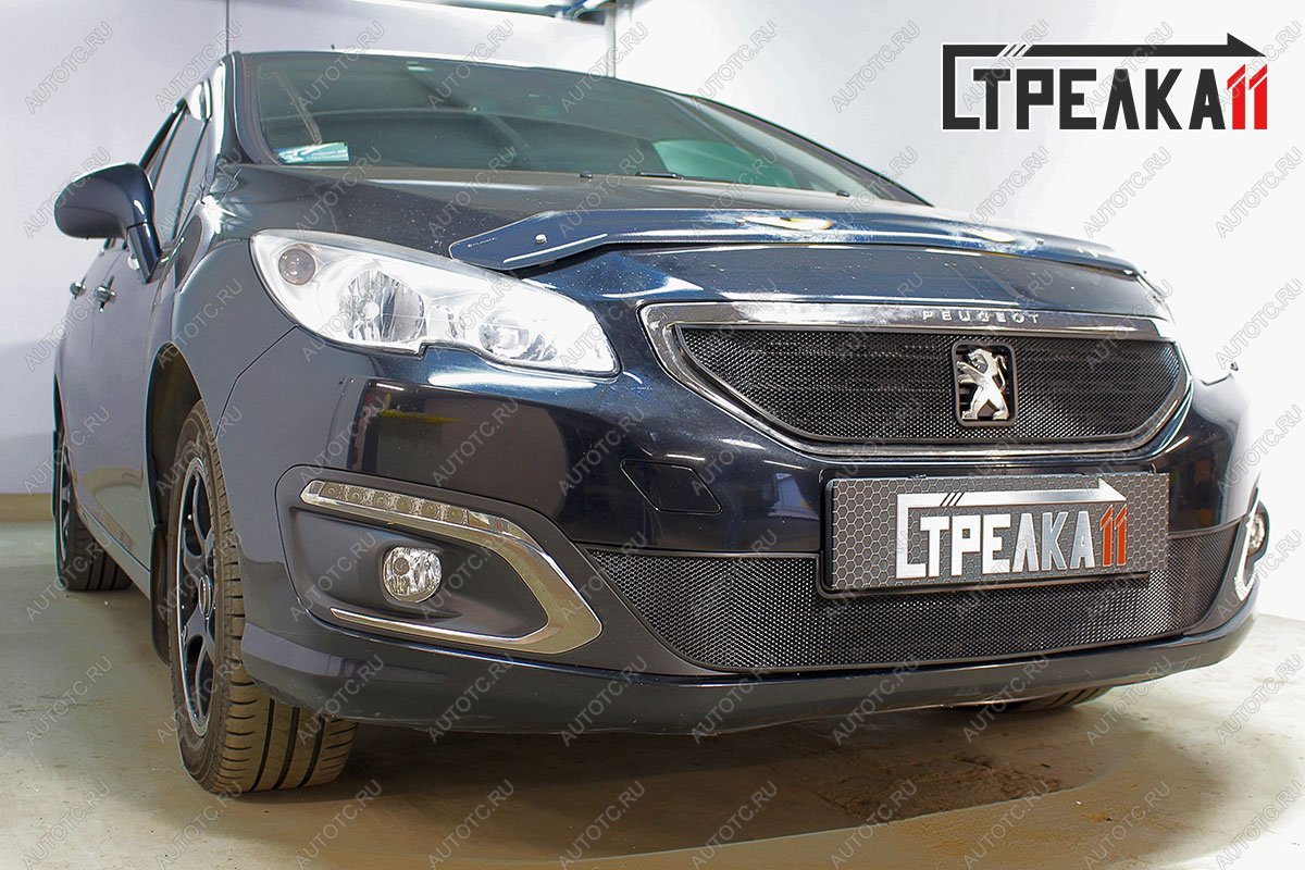 3 099 р. Защита радиатора (верх) Стрелка11 Стандарт  Peugeot 408 (2015-2022) рестайлинг (хром)  с доставкой в г. Кемерово