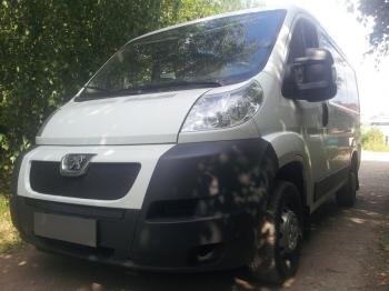 3 169 р. Защита радиатора (верх) Стрелка11 Стандарт Peugeot Boxer 250 (2006-2014) (черная)  с доставкой в г. Кемерово. Увеличить фотографию 2