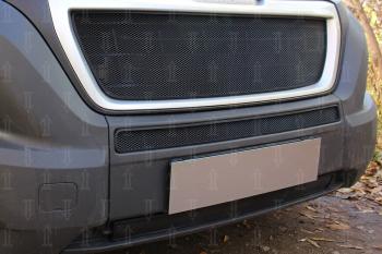 3 899 р. Защита радиатора (верх) Стрелка11 Стандарт Peugeot Boxer 290 (2014-2025) (черная)  с доставкой в г. Кемерово. Увеличить фотографию 2
