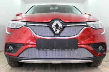 3 699 р. Защита радиатора (верх, 2 части) Стрелка11 Стандарт  Renault Arkana (2019-2025) (хром)  с доставкой в г. Кемерово. Увеличить фотографию 2