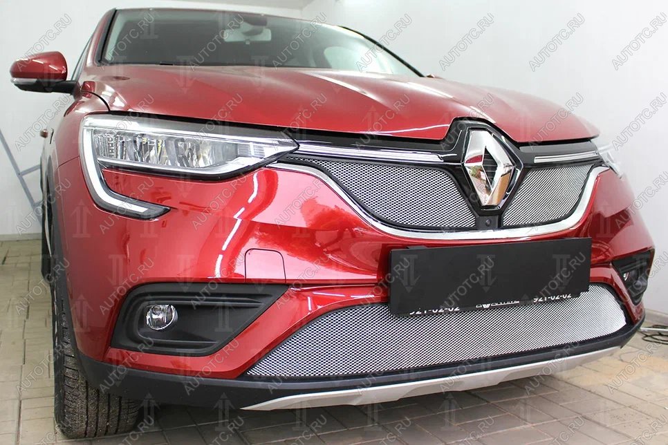 3 699 р. Защита радиатора (верх, 2 части) Стрелка11 Стандарт  Renault Arkana (2019-2025) (хром)  с доставкой в г. Кемерово