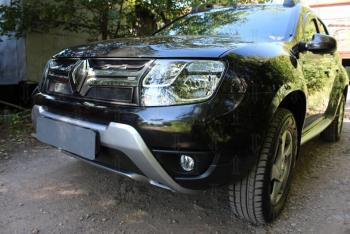 2 899 р. Защита радиатора (низ) Стрелка11 Стандарт Renault Duster HS рестайлинг (2015-2021) (черная)  с доставкой в г. Кемерово. Увеличить фотографию 2
