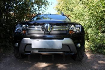 2 879 р. Защита радиатора (верх) Стрелка11 Стандарт  Renault Duster  HS (2015-2021) рестайлинг (хром)  с доставкой в г. Кемерово. Увеличить фотографию 3