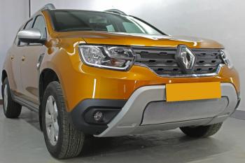 4 579 р. Защита радиатора (верх, 4 части) Стрелка11 Стандарт  Renault Duster  HM (2021-2024) рестайлинг (хром)  с доставкой в г. Кемерово. Увеличить фотографию 3