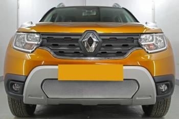 4 719 р. Защита радиатора (низ) Стрелка11 Стандарт  Renault Duster  HM (2021-2024) рестайлинг (хром)  с доставкой в г. Кемерово. Увеличить фотографию 2