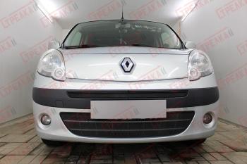 2 669 р. Защита радиатора (верх) Стрелка11 Стандарт Renault Kangoo KW0 дорестайлинг (2008-2013) (черная)  с доставкой в г. Кемерово. Увеличить фотографию 2