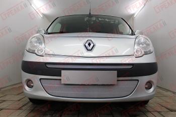 2 799 р. Защита радиатора (верх) Стрелка11 Стандарт  Renault Kangoo  KW0 (2008-2013) дорестайлинг (хром)  с доставкой в г. Кемерово. Увеличить фотографию 2