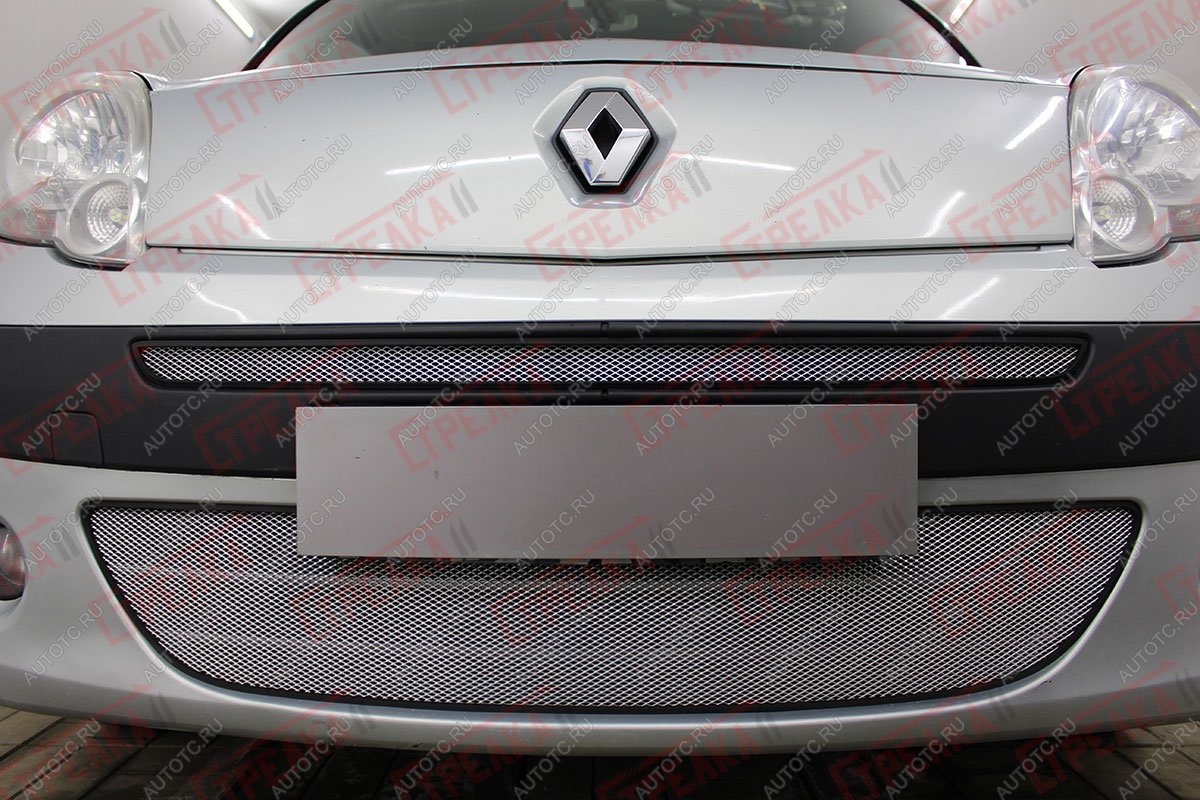 2 799 р. Защита радиатора (верх) Стрелка11 Стандарт  Renault Kangoo  KW0 (2008-2013) дорестайлинг (хром)  с доставкой в г. Кемерово
