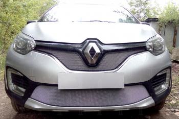 3 499 р. Защита радиатора (верх) Стрелка11 Стандарт  Renault Kaptur (2016-2020) дорестайлинг (хром)  с доставкой в г. Кемерово. Увеличить фотографию 2