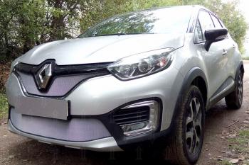3 499 р. Защита радиатора (верх) Стрелка11 Стандарт  Renault Kaptur (2016-2020) дорестайлинг (хром)  с доставкой в г. Кемерово. Увеличить фотографию 3