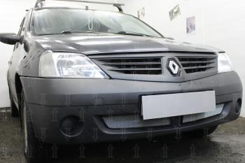 Защита радиатора (низ) Стрелка11 Стандарт Renault Logan  1 (2004-2010) дорестайлинг (хром)