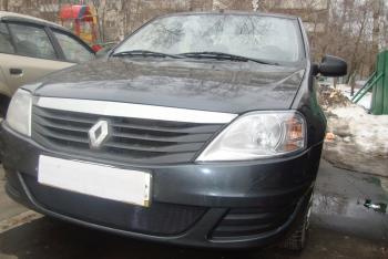 2 899 р. Защита радиатора Стрелка11 Стандарт Renault Logan 1 рестайлинг (2010-2016) (черная)  с доставкой в г. Кемерово. Увеличить фотографию 2