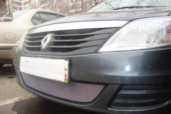 3 699 р. Защита радиатора Стрелка11 Стандарт  Renault Logan  1 (2010-2016) рестайлинг (хром)  с доставкой в г. Кемерово. Увеличить фотографию 2