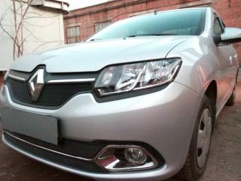 4 549 р. Защита радиатора (Privilege, Luxe Privilege) (низ) Стрелка11 Стандарт  Renault Logan  2 (2014-2018) дорестайлинг (черная)  с доставкой в г. Кемерово. Увеличить фотографию 2
