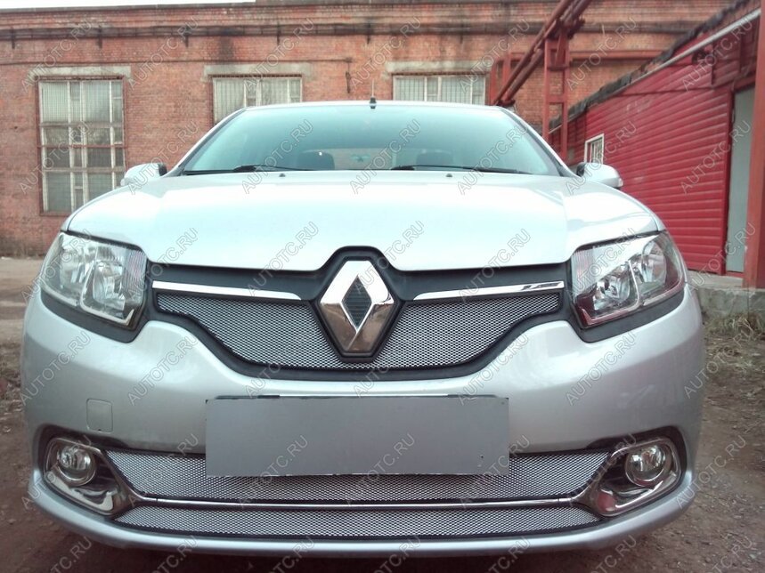 4 649 р. Защита радиатора (Privilege, Luxe Privilege) (низ) Стрелка11 Стандарт  Renault Logan  2 (2014-2018) дорестайлинг (хром)  с доставкой в г. Кемерово