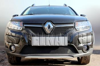  Защита радиатора Стрелка11 Стандарт Renault Logan 2 дорестайлинг (2014-2018) (черная)