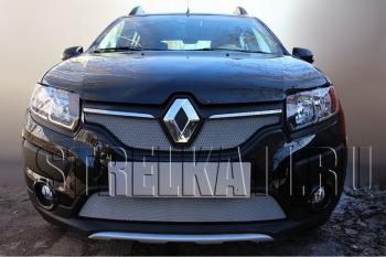 Защита радиатора Стрелка11 Стандарт Renault Logan 2 дорестайлинг (2014-2018) (хром)