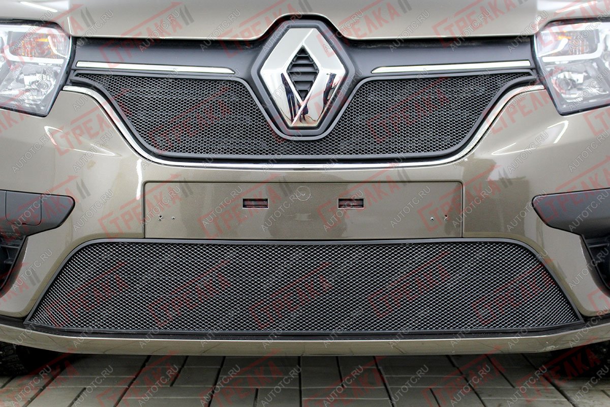 3 279 р. Защита радиатора (верх) Стрелка11 Стандарт Renault Sandero (B8) рестайлинг (2018-2025) (черная)  с доставкой в г. Кемерово