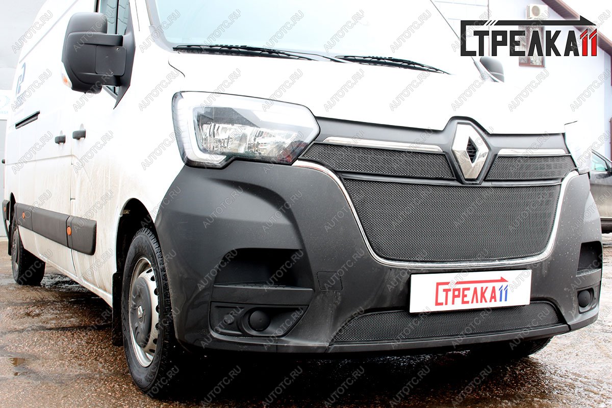 9 599 р. Защита радиатора (4 части) Стандарт  Renault Master  FV,JV (2019-2025) фургон 2-ой рестайлинг (черная)  с доставкой в г. Кемерово