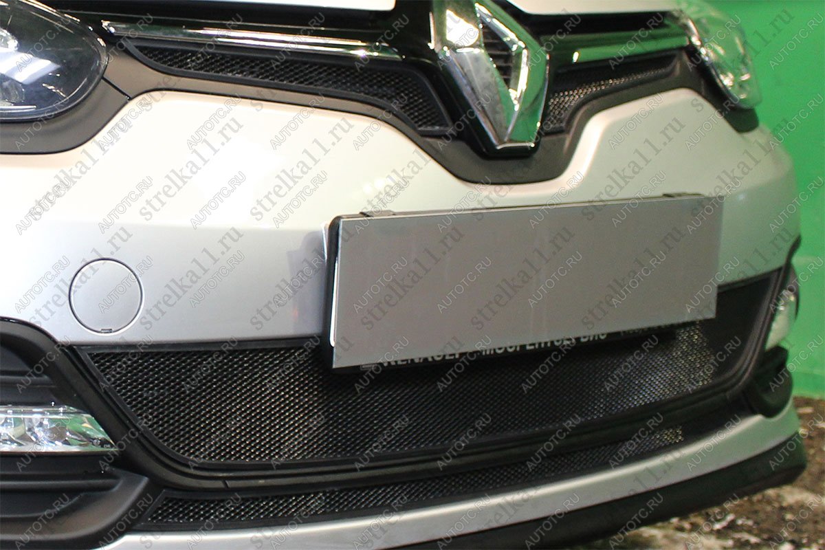 2 479 р. Защита радиатора (верх 2 части) Стандарт  Renault Megane  хэтчбэк 5 дв. (2013-2016)  рестайлинг (черная)  с доставкой в г. Кемерово