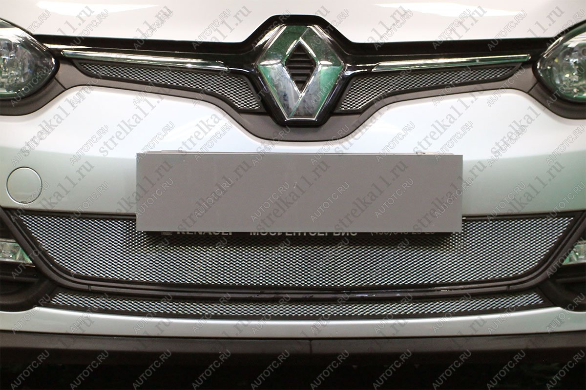 4 849 р. Защита радиатора (низ 2 части) Стандарт  Renault Megane  хэтчбэк 5 дв. (2013-2016)  рестайлинг (хром)  с доставкой в г. Кемерово