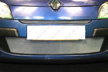 2 669 р. Защита радиатора (верх) Стандарт  Renault Megane  седан (2008-2012)  дорестайлинг (хром)  с доставкой в г. Кемерово. Увеличить фотографию 2