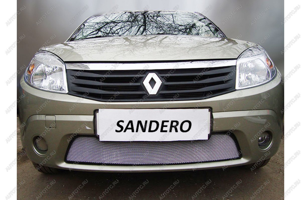 3 699 р. Защита радиатора Стрелка11 Стандарт  Renault Sandero  (BS) (2009-2014) (хром)  с доставкой в г. Кемерово