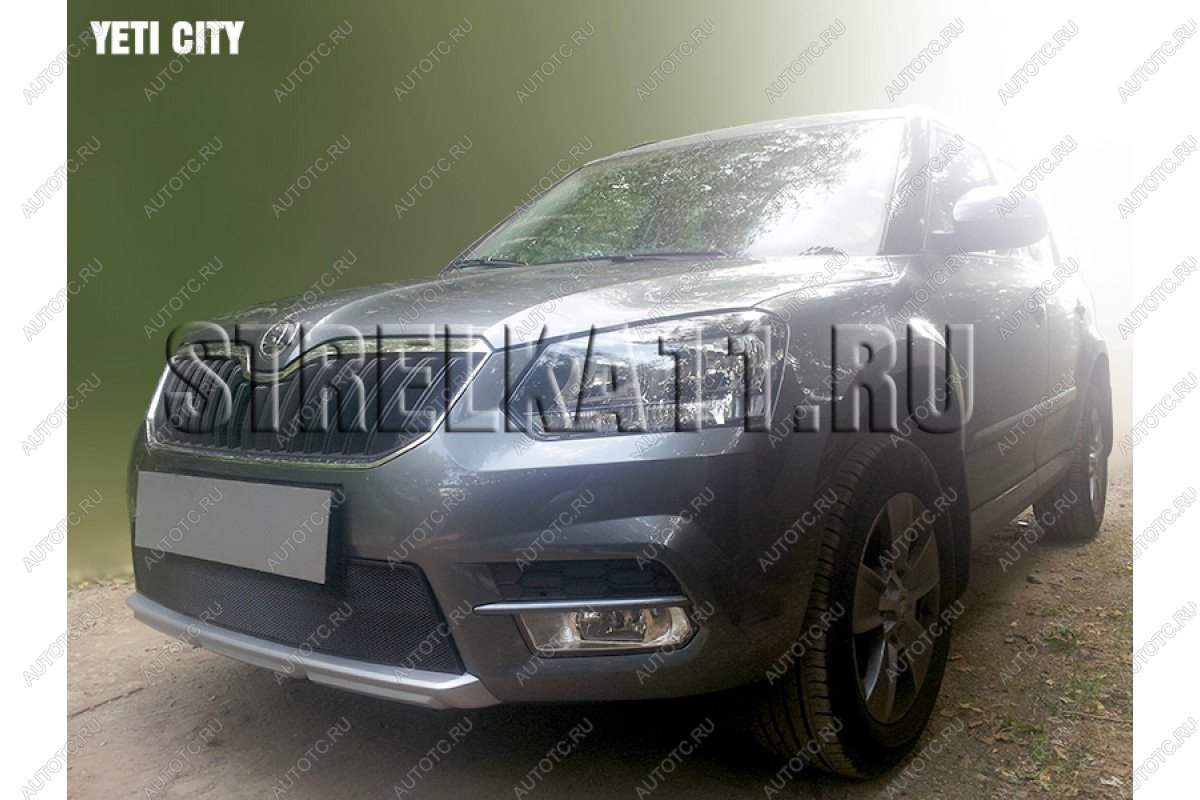 3 169 р. Защита радиатора (City) Стрелка11 Стандарт Skoda Yeti (2013-2018) (черная)  с доставкой в г. Кемерово