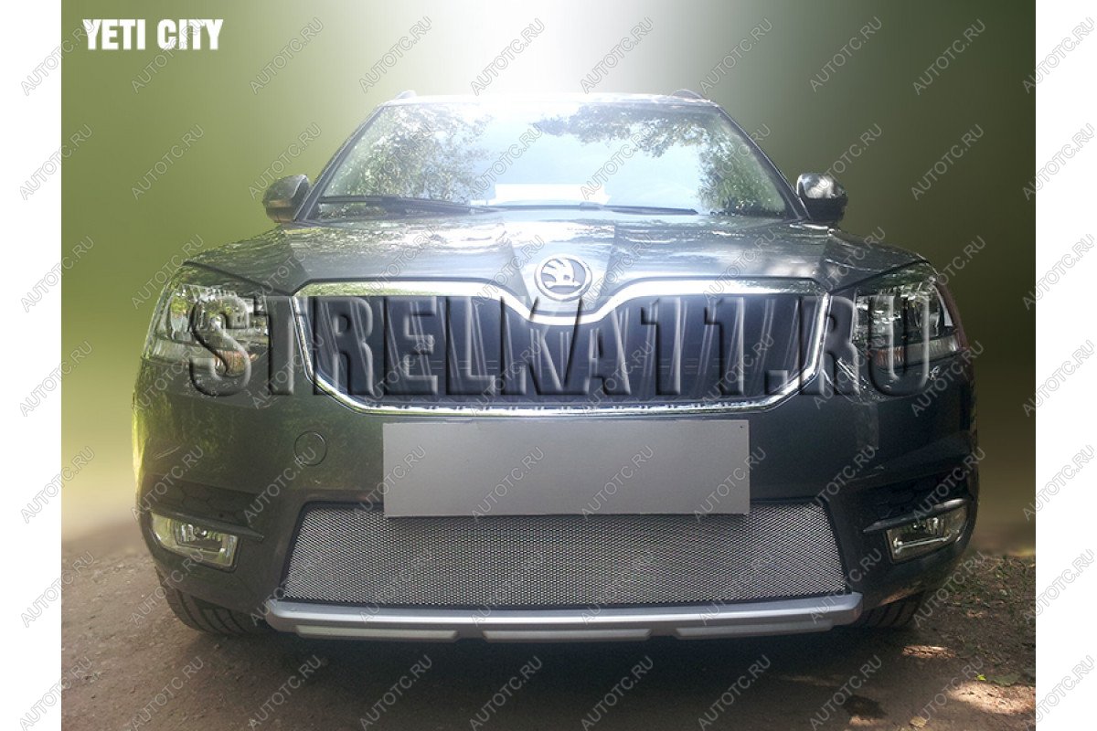 3 969 р. Защита радиатора (с парктроником) (City) Стрелка11 Стандарт  Skoda Yeti (2013-2018) (хром)  с доставкой в г. Кемерово