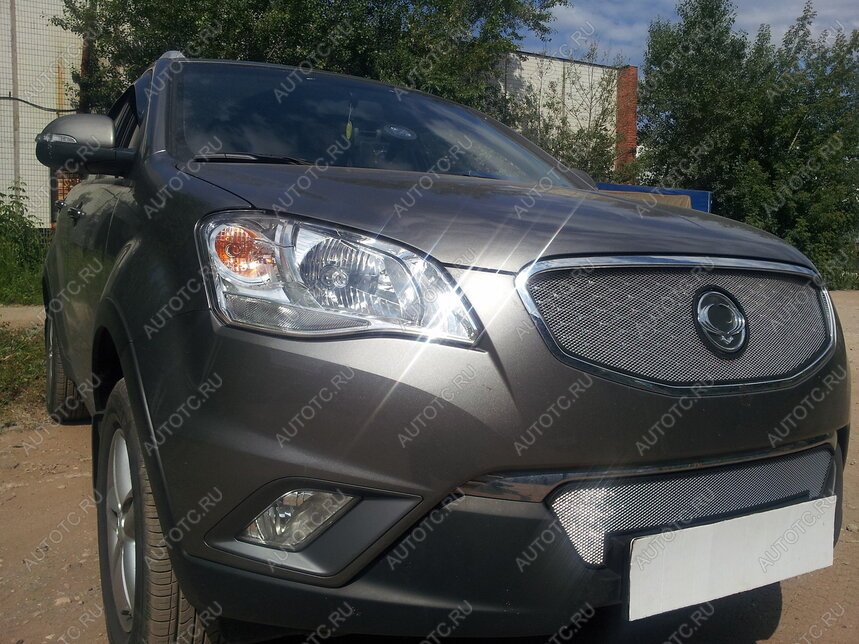 3 299 р. Защита радиатора (верх) Стрелка11 Стандарт  SSANGYONG Actyon (2010-2013) дорестайлинг (хром)  с доставкой в г. Кемерово